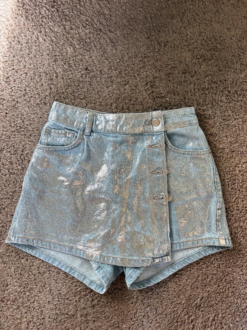 ZARA XS SHINY DENIM SKIRT